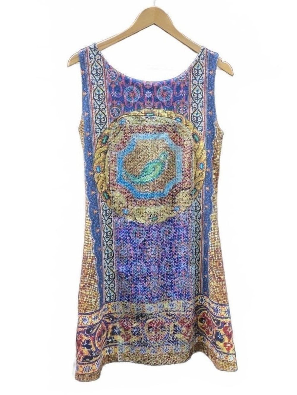 Moroccan Mosaic Sequin Medallion Shift tank dress.  Size Lg. (no brand label)
